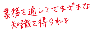 業務を通してさまざまな知識を得られる